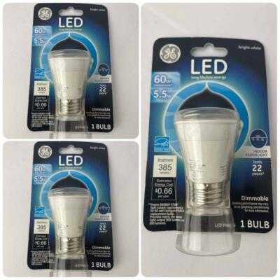 Lot of 3 GE LED 60w replacement* 5.5W Bright White Indoor Floodlight Dimmable 38