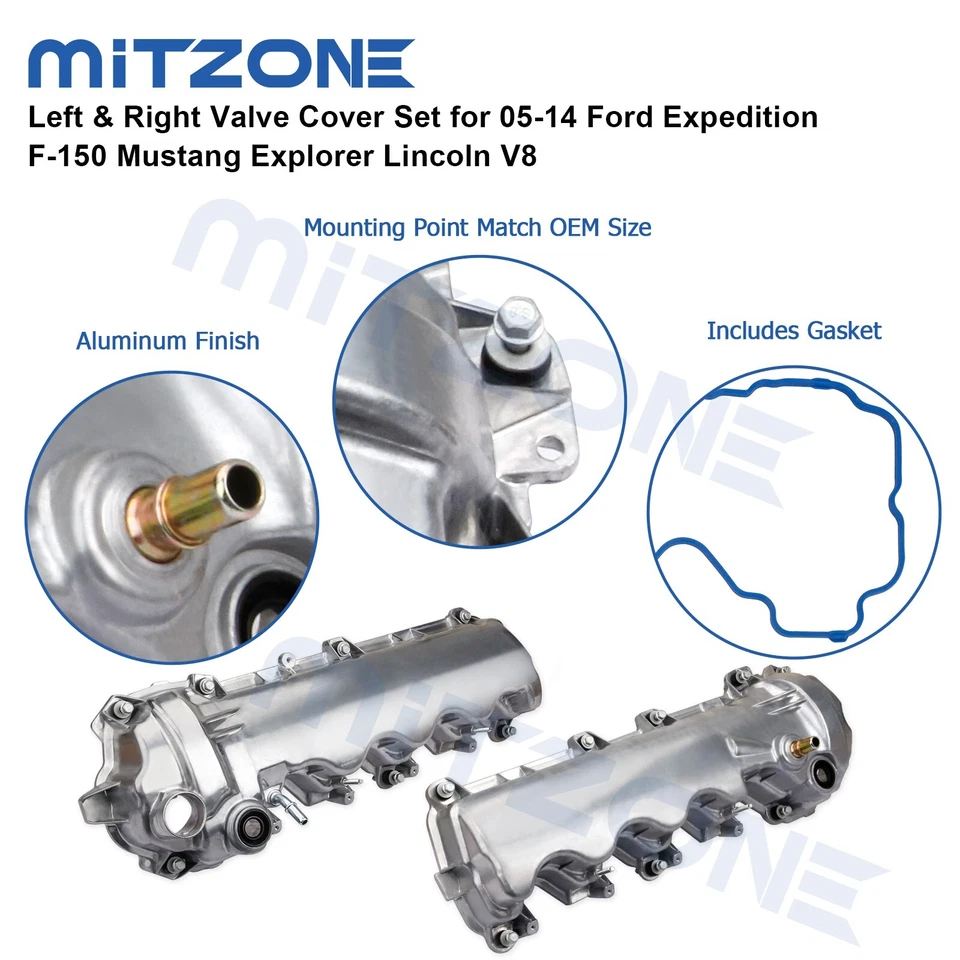 2PCS Valve Cover Set for 05-14 Ford Expedition F-150 Mustang Explorer Lincoln V8 - Image 4 of 4