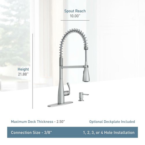MOEN Kitchen Faucet Advanced Spray Supply Lines Single Handle Pull Down