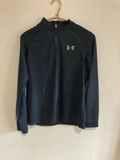 UNDER ARMOUR LOOSE HEATGEAR YOUTH LARGE BLACK LONG SLEEVE 1/4 ZIP PULLOVER