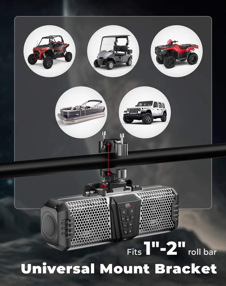 KEMIMOTO Midnight SL40B 16'' RGB UTV Sound Bar 300W Peak Power w/ Battery IP66 - Image 4 of 4