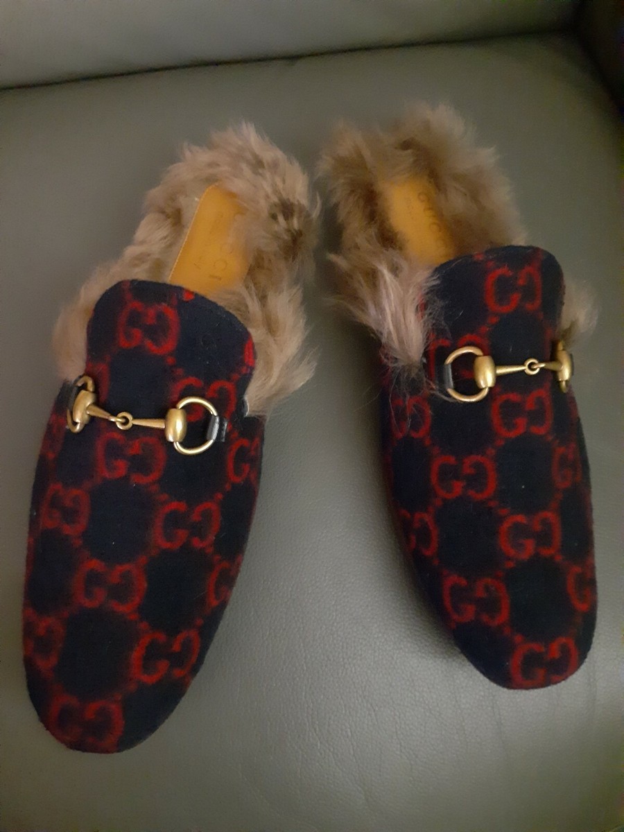 GUCCI ミュール　23.5センチ 1100$ GUCCI MENS Princeton Lined Fur MULE/ SLIP ON SHOES SZ:US 7.5