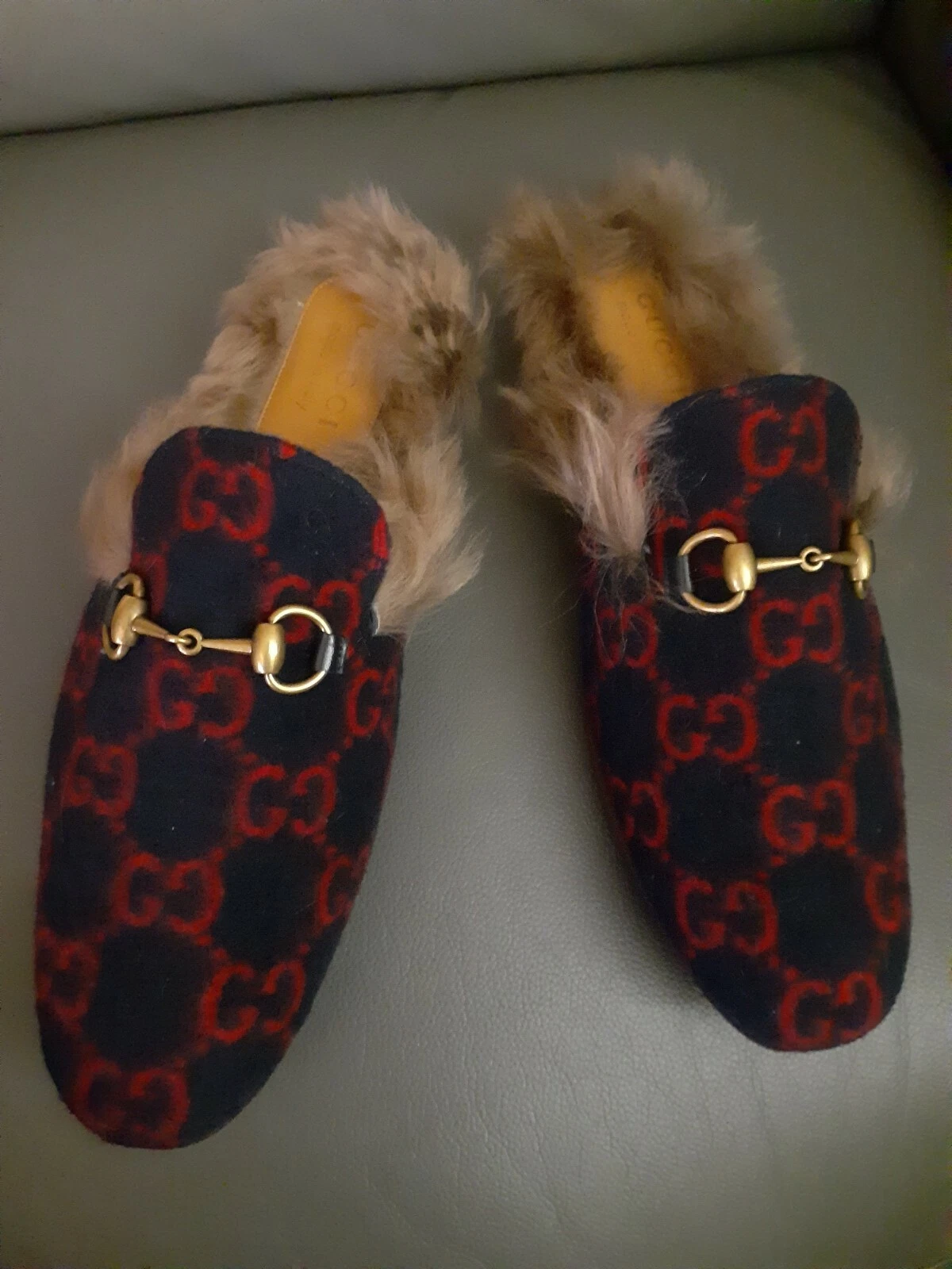 GUCCI HOMME Princeton doublées fourrure MULE/CHAUSSURES À ENFILER POINTURE : US 7,5/40,5 EU