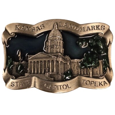 Kansas Landmarks Belt Buckle State Capitol Topeka KS Limited Edition Collectible