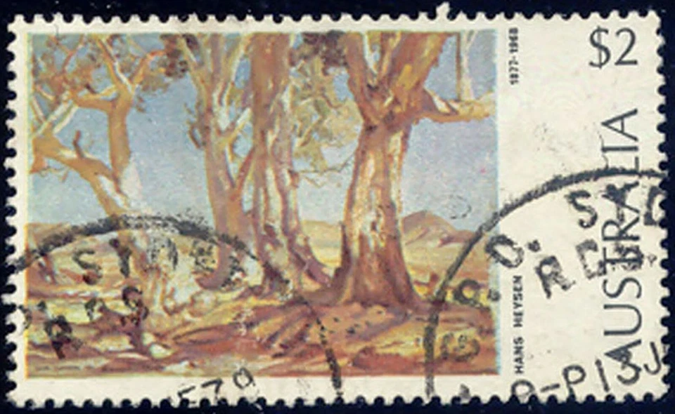 AUSTRALIA 1974 2 $ Painting Hans Heysen red gum trees VFU VARIETY SEE COLOUR - Image 2 of 3