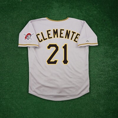 Roberto Clemente Pittsburgh Pirates Men's Grey Road Jersey w/ Team Patch 