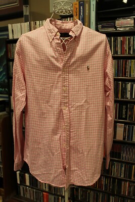 Ralph Lauren Polo Pink White Check Button Front Shirt w Pony  (bin209)