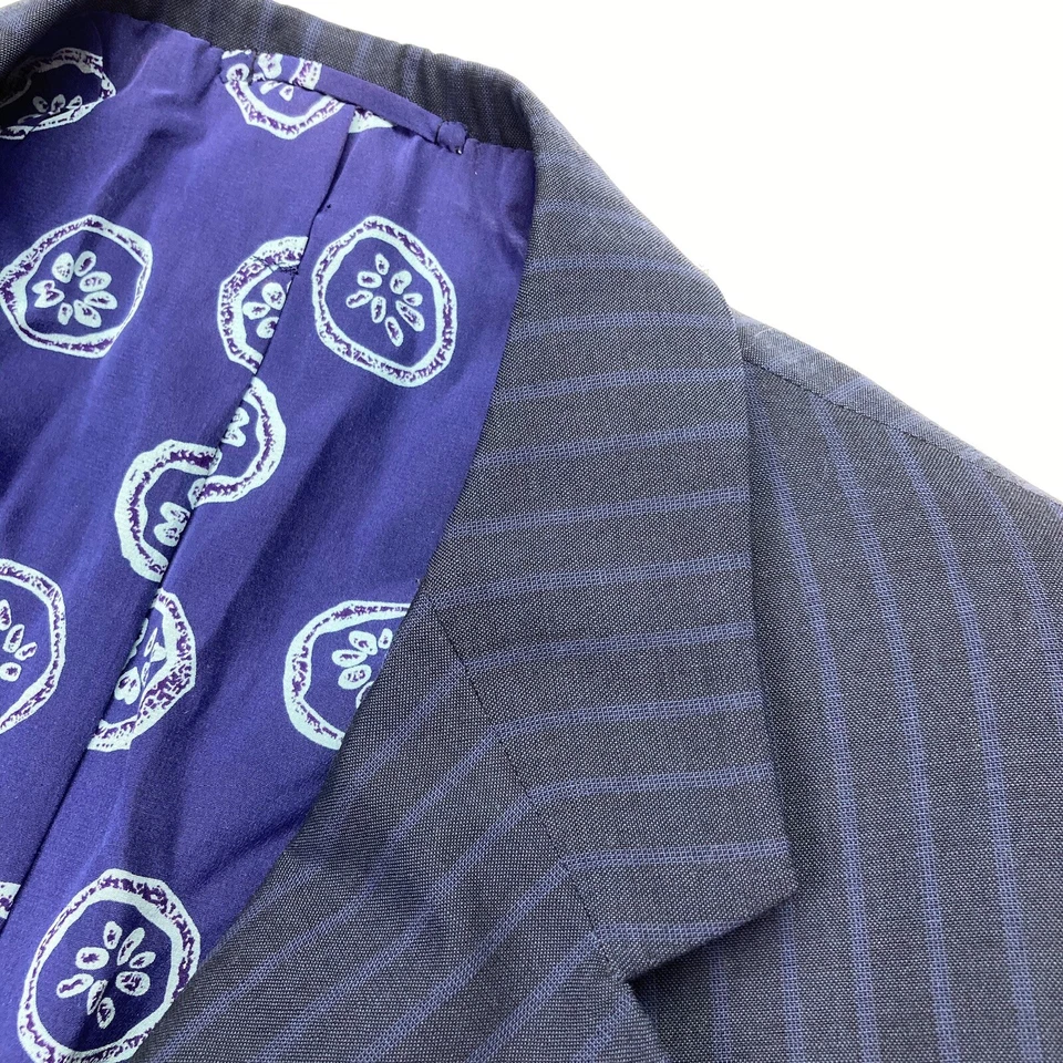 William Fioravanti Mens Bespoke 3-Button Blazer Scarf Lining Blue Stripes • 42 R - Image 2 of 4