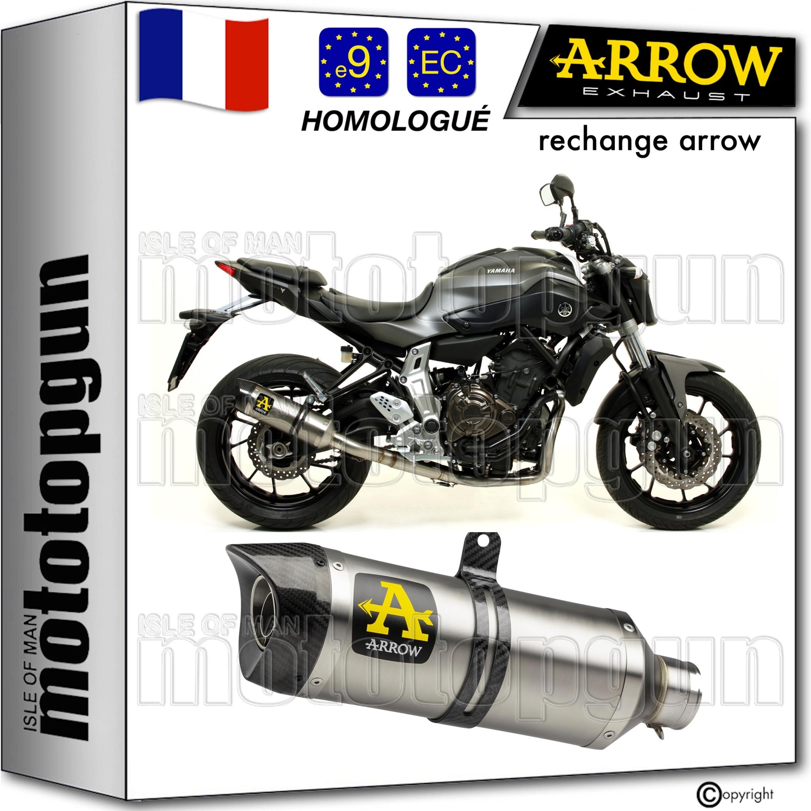 Echappement Arrow Thunder en titane pour piloter la Yamaha MT-07 2019