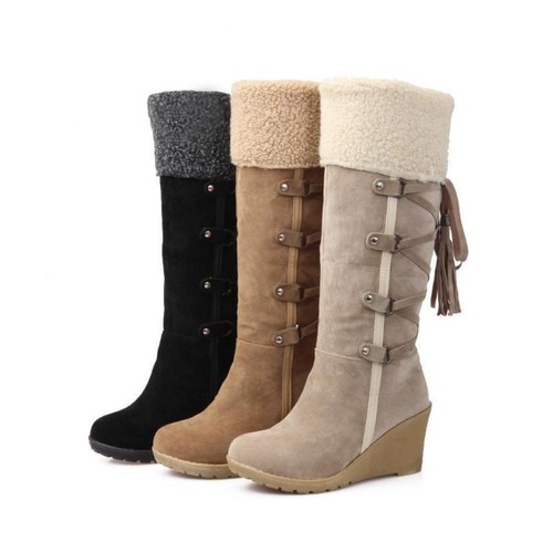Winter Women Shoes Lace Up High Boots 