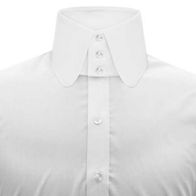 mens penny collar dress shirt Penny Collar Victorian White Shirt Slim Fit/Classic Fit & Extra long Peaky style