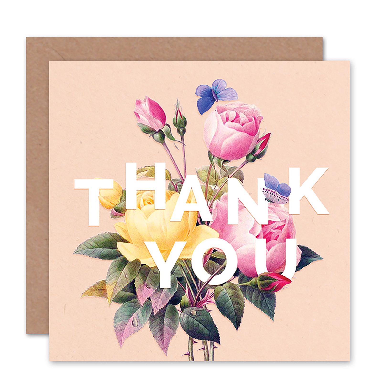 Thank You Flowers And Butterflies Premium Greetings Card