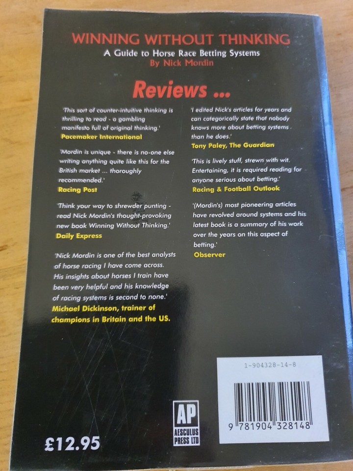 Winning without Thinking: A Guide to Horse Race Betting Systems by Nick ...