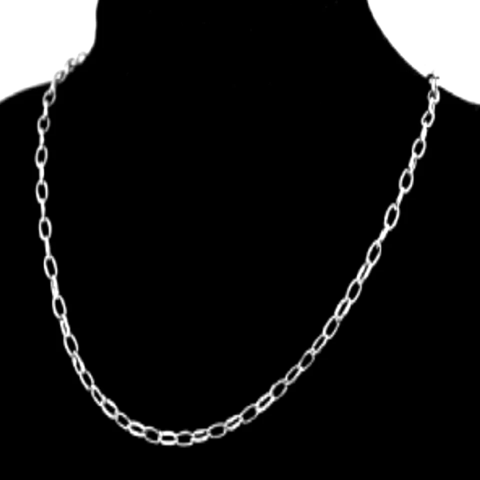 Collana catenina in acciaio inox da uomo donna catena ovali lunga 45 50 60 cm - Immagine 2 di 4