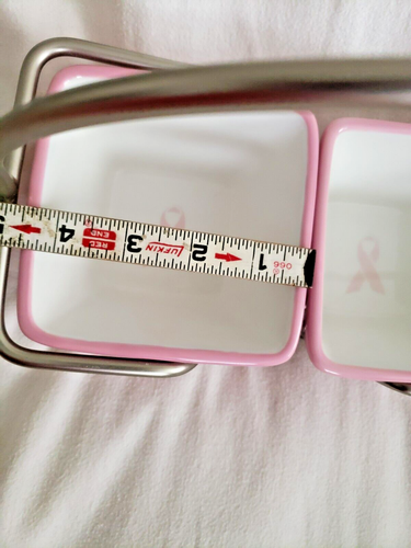 Pampered Chef Whip Cancer Caddy 2 Pink Dishes Server Breast Cancer Ribbon - Picture 20 of 20