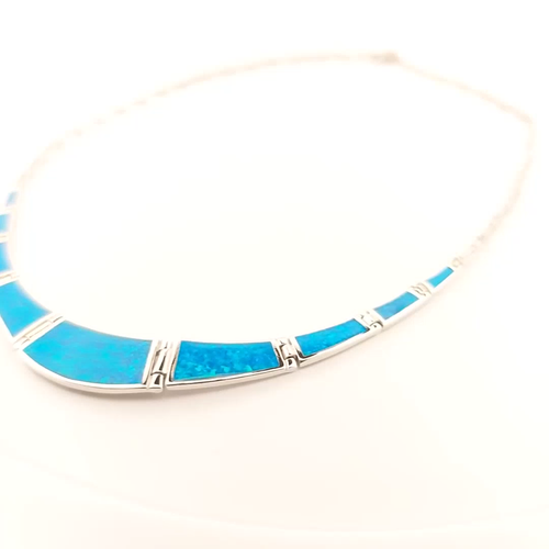 Collana in argento sterling con opale blu, design di ispirazione greca - Video 1 di 1
