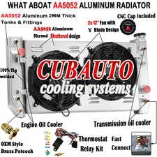 3 Row Radiator Shroud Fan Kits For 1988-1994 Chevy S10 Blazer/GMC Jimmy S15 4.3L