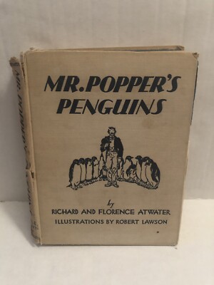 Rare Vintage HC Book Mr. Popper's Penguins Richard Florence Atwater 1939 6th Pr