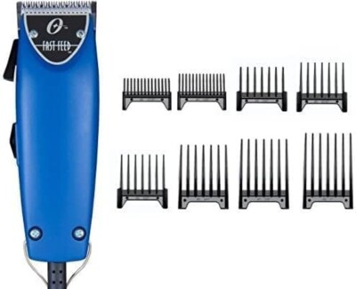 Oster Fast Feed Blue Soft Touch Clipper + 8 Guide Combs Pro Adjustable Limited
