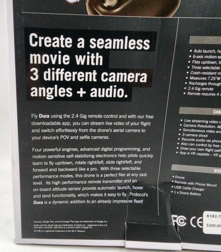 PROTOCOL Dura Drone with Live Streaming Camera 2.4g Remote Control - Black/White - Picture 9 of 14