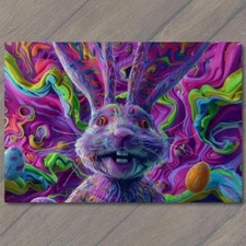 Art Print Rabbit Bunny Surrealism Crazy Bright Colors Weird Strange Wild Unusual