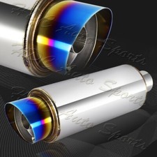 4 Fire Ball Burnt Tip Stainless Weld On Exhaust Muffler 2.5 Inlet Universal 1