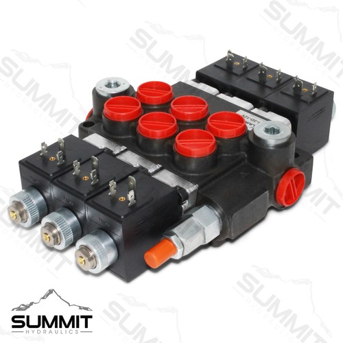 Hydraulic Monoblock Directional Solenoid Control Valve 3 Spool, 13 GPM w/ Switch - Picture 6 of 10