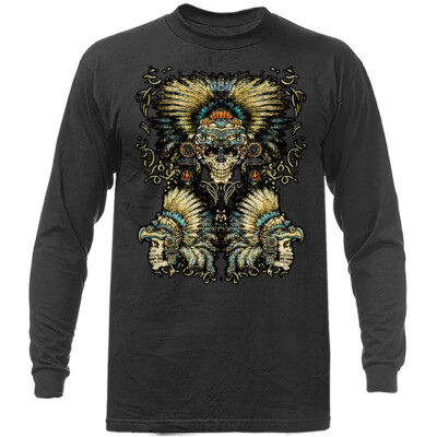 Aztec Skulls Native American Graphic Long Sleeve