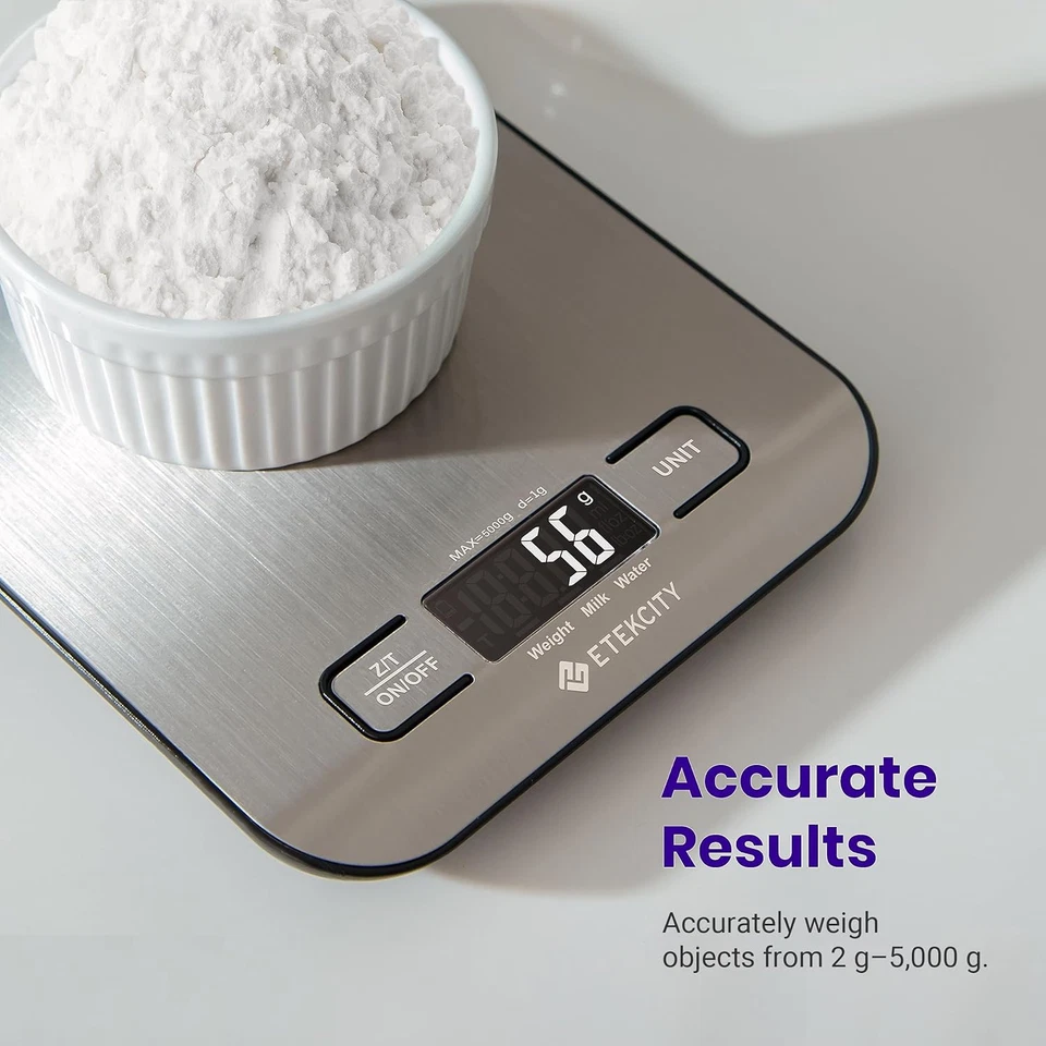 Báscula de cocina para alimentos, gramos y onzas digitales, para bajar de peso, hornear, cocinar Foto 3 de 4