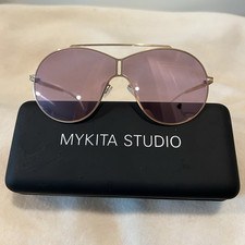 MYKITA STUDIO 12.5 Aviator Sunglasses Gold Metal Frame Purple Tinted