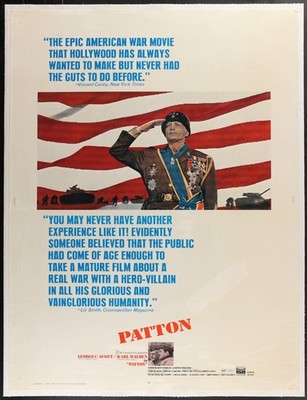 Patton (1970)   Rare 30x40 ''Reviews'' Style Original Movie Poster (Linen Backed)
