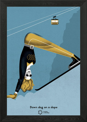 Down Hund am Hang. Inspiriert von Yo Gerahmtes Wandbild Poster Leinwanddruck Bild