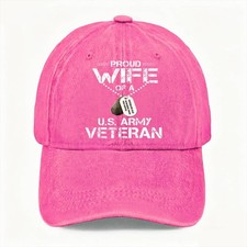 Proud Wife Of A U.S. Army Veteran Dog Hat Patriotic Casual Washed Baseball Cap