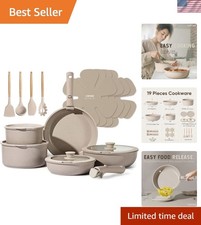 19pcs Pots and Pans Set Non Stick, Nonstick Cookware Set Detachable Handle, I...