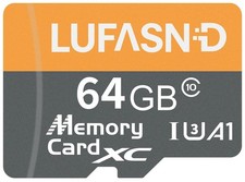 64GB Micro SD Card with Adapter, High Speed U3 C10 V30 SDXC Memory Card Up to...