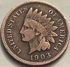 1903 Indian Head Cent Sharp Early 1900s Bronze Penny Fine — BN461