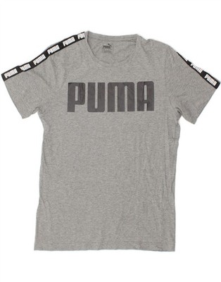 PUMA Mens Graphic T-Shirt Top Medium Grey Colourblock Cotton CJ23