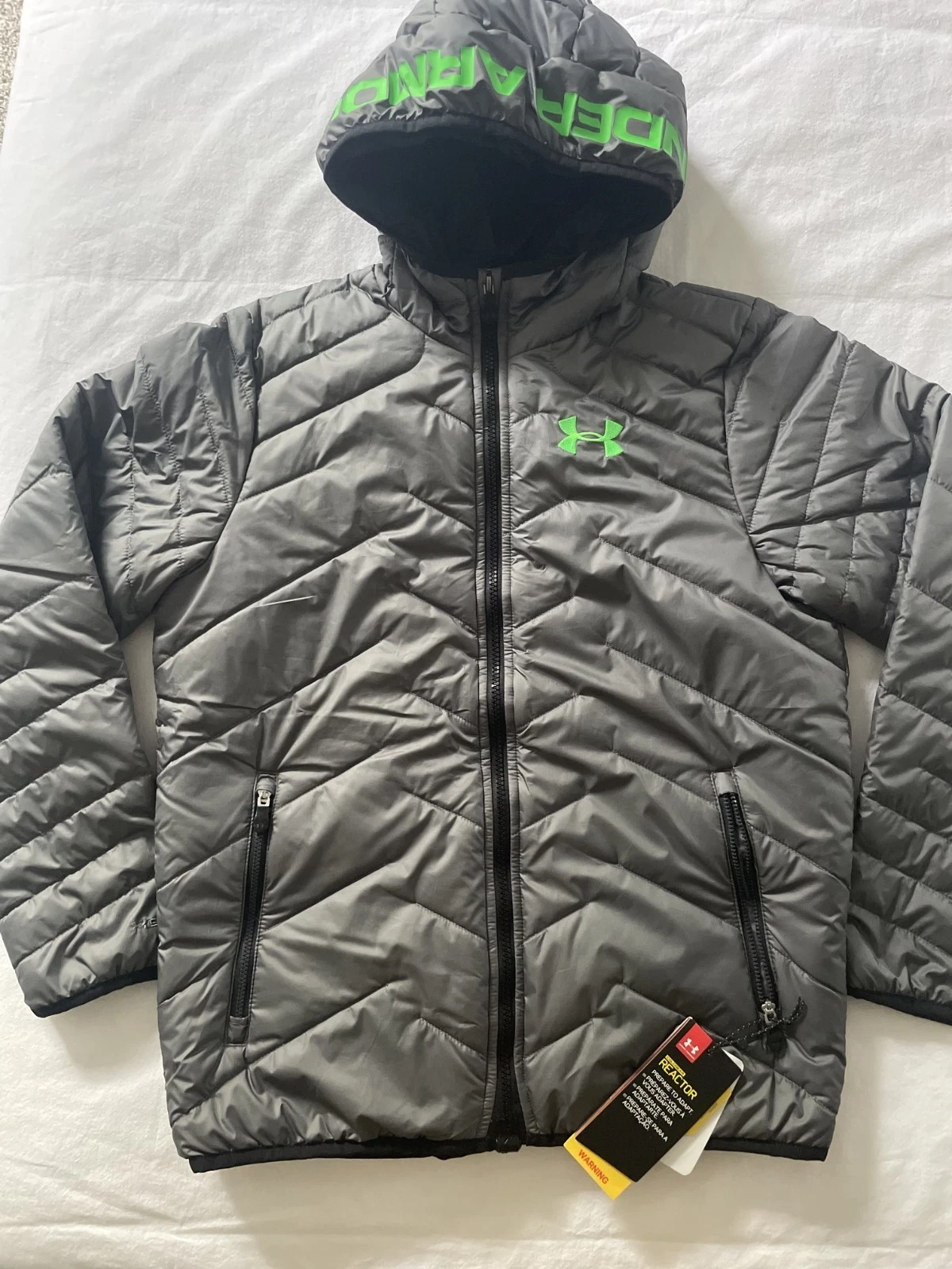 Under Armour Youth Large Puffer Jacket – New With Tags – MagZip – Gray/Green