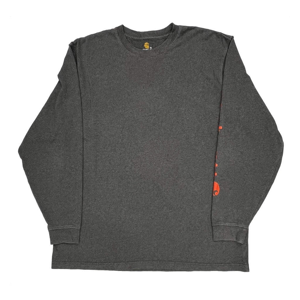 Carhartt Spellout Long Sleeve T-Shirt - XL Gray Cotton