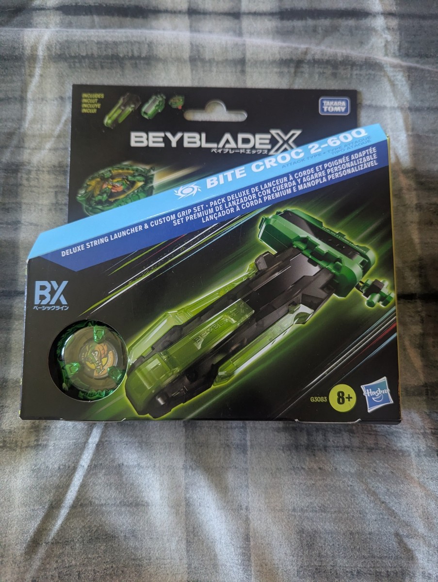 Beyblade X Bite Croc 2-60Q w/ Green Grip Deluxe String Launcher