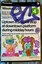 Original graffiti art SC1 SPAZECRAFT original KAIJU SUBWAY PLANNED WORK SIGN MTA