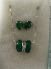 Vintage Sterling Silver Chain Necklace With Jade Pendant And Earrings — photo 7