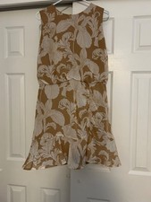 Express L Beige/Cream Ruffle Dress Pre Owned