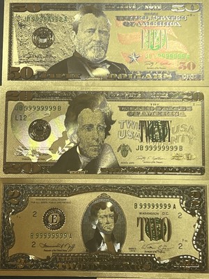 24K Gold Layered $50 Bill Note – Ulysses Grant Gold Foil  Collectible