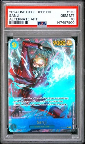 2024 ONE PIECE OP06-WINGS OF THE CAPTAIN ALTERNATE ART #119 SANJI PSA 10