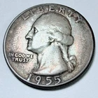 1955 Washington Silver Quarter 90% Silver Circulated Coin #5807
