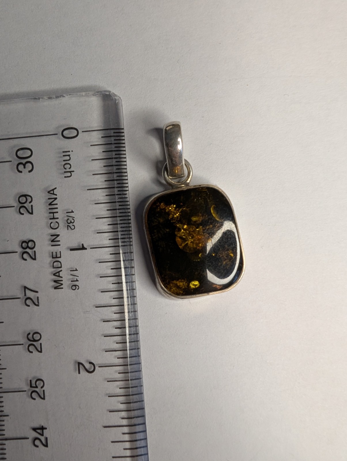 Classic Sterling Silver Rectangular Baltic Amber … - image 7