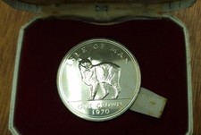 SILVER PROOF ONE 1970 ISLE OF MAN CROWN MANX CAT BOXED