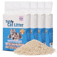 Tofu Cat Litter 22.4LB 5.6LB 4 Bags Fast Clumping, Dust-Free,100 Natural Ra...