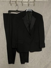 Jos A Bank Tuxedo Suit Men 48L Blk 1B Wool Wedding Prom Mason Formal W42X33 Luxe